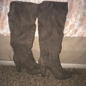 Faux suede knee high boots